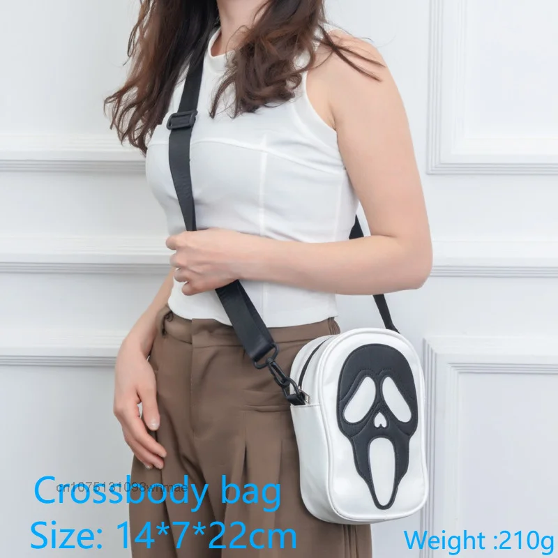 

Halloween Horror Goth Ghost Face Pattern Small Waist Bag Super Fun Chest Bag and Ghost Pattern Zipper Crossbody Bags Punk Bag