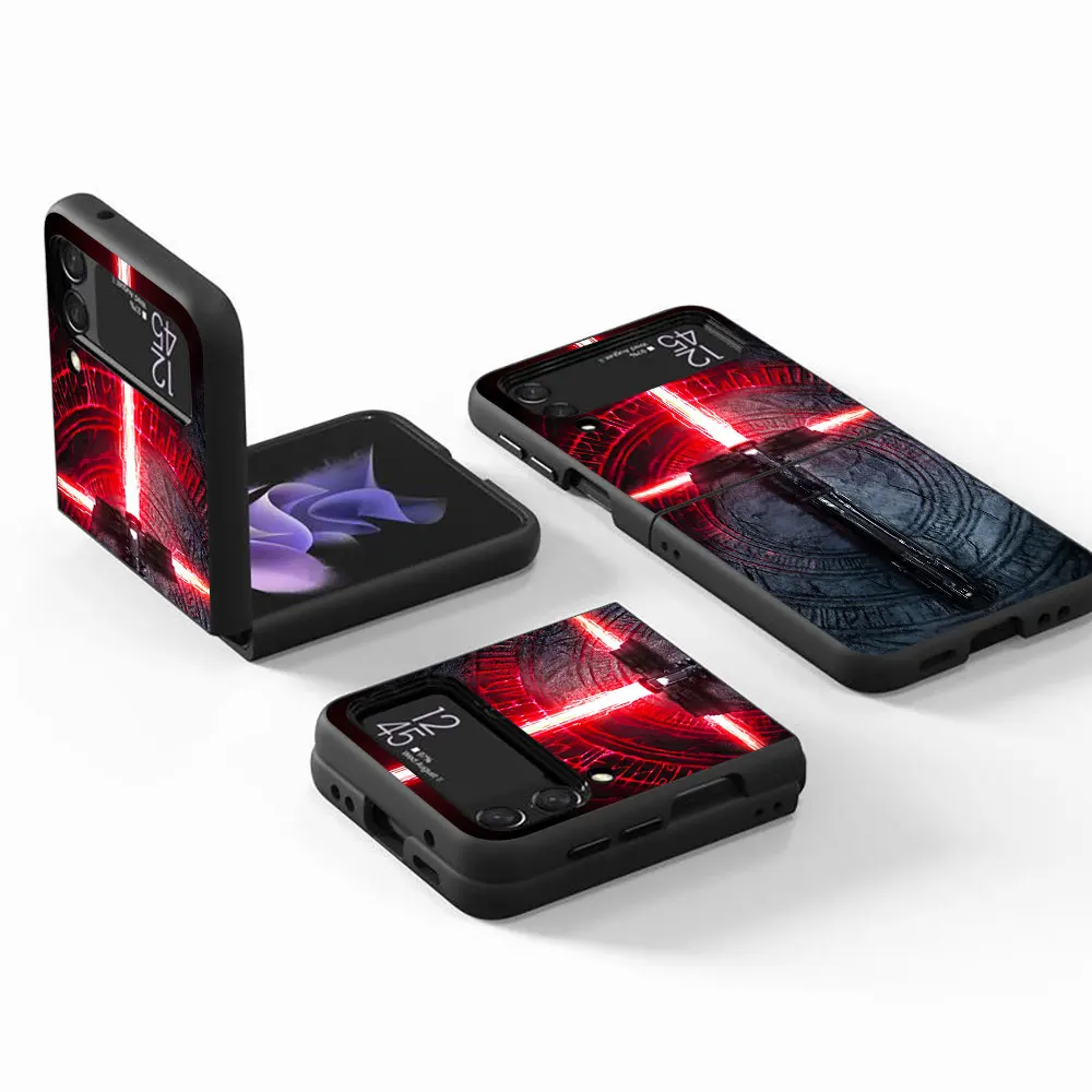 Чехол со световым мечом из Звездных Войн для Samsung Galaxy Z Flip 4 3 5G черный Жесткий чехол