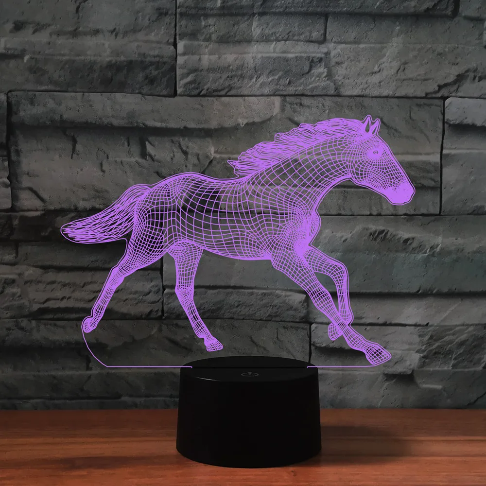 Horse Lamp 3d Colorful Led Night Light Touch Remote Bedside Bedroom Decor Atmosphere Lights Birthday Gift for Girls Boys - купить по