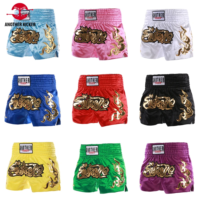 

MMA Boxing Shorts Solid Embroidery Muay Thai Shorts for Men Women Adult Kids Fitness Gym Sports Fight Kickboxing Training Pants