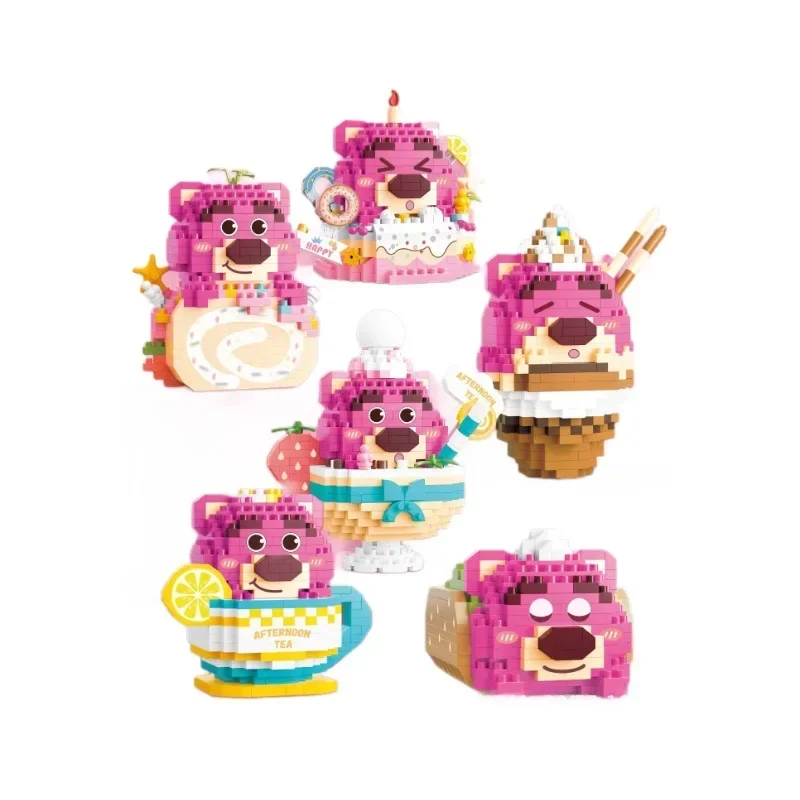 6 шт./набор Детский конструктор клубничный Медведь