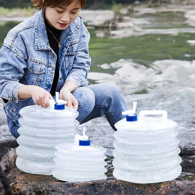

Складная сумка для воды, походный складной контейнер для воды, многофункциональная телескопическая бутылка для хранения воды 5L-15L