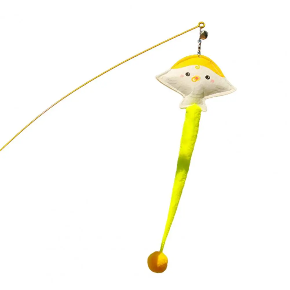 

Durable Cat Toy Entertaining Cat Toy Devilfish Teaser Stick with Bell Long Pole Bite-resistant Head for Endless Fun Funny Cat