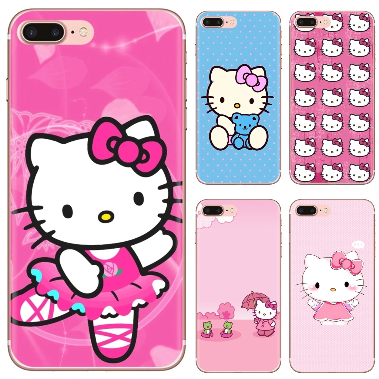 

Transparent TPU Skin Cover For iPod Touch iPhone 10 11 12 Pro 4S 5S SE 5C 6 6S 7 8 X XR XS Plus Max 2020 Lovely Pink Hello Kitty