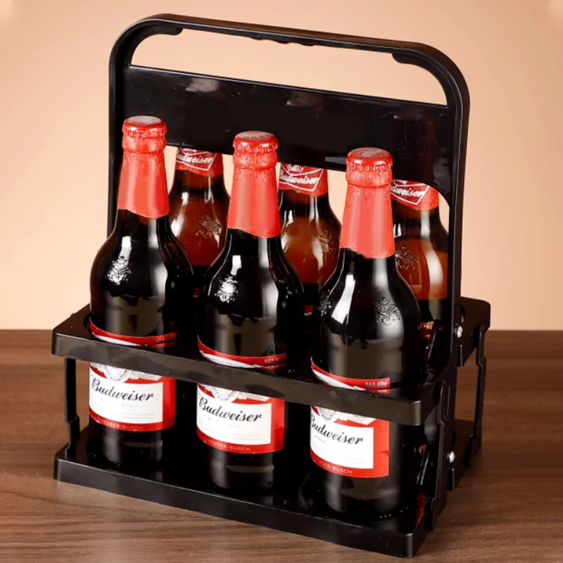 Пластиковая Складная подставка для пивных бутылок с ручкой новинка 2024