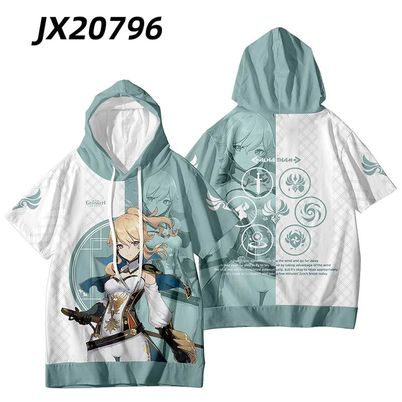 Футболка Genshin Impact Jean Gunnhildr с 3D принтом для женщин и мужчин летняя модная смешная