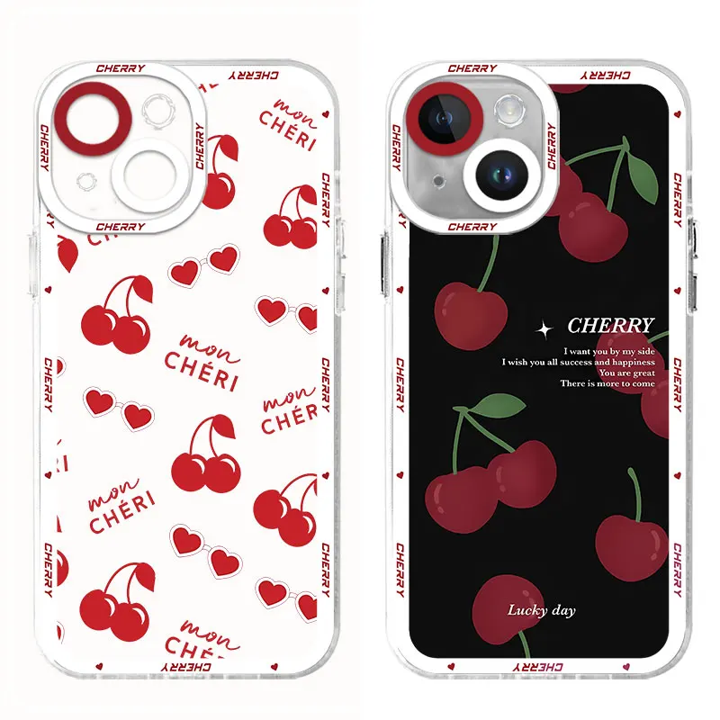 Розовый чехол с вишней для Motolora Moto G72 G32 G71 G22 G52 Edge 40 телефона 73 прозрачный