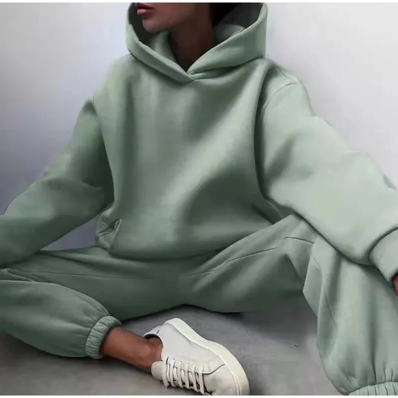 

Y2K Winter Two Piece Sets Women Tracksuit Oversized Suit 2023 Autumn Trouser Suits Female Sweatshirt Solid Sports Hoodie