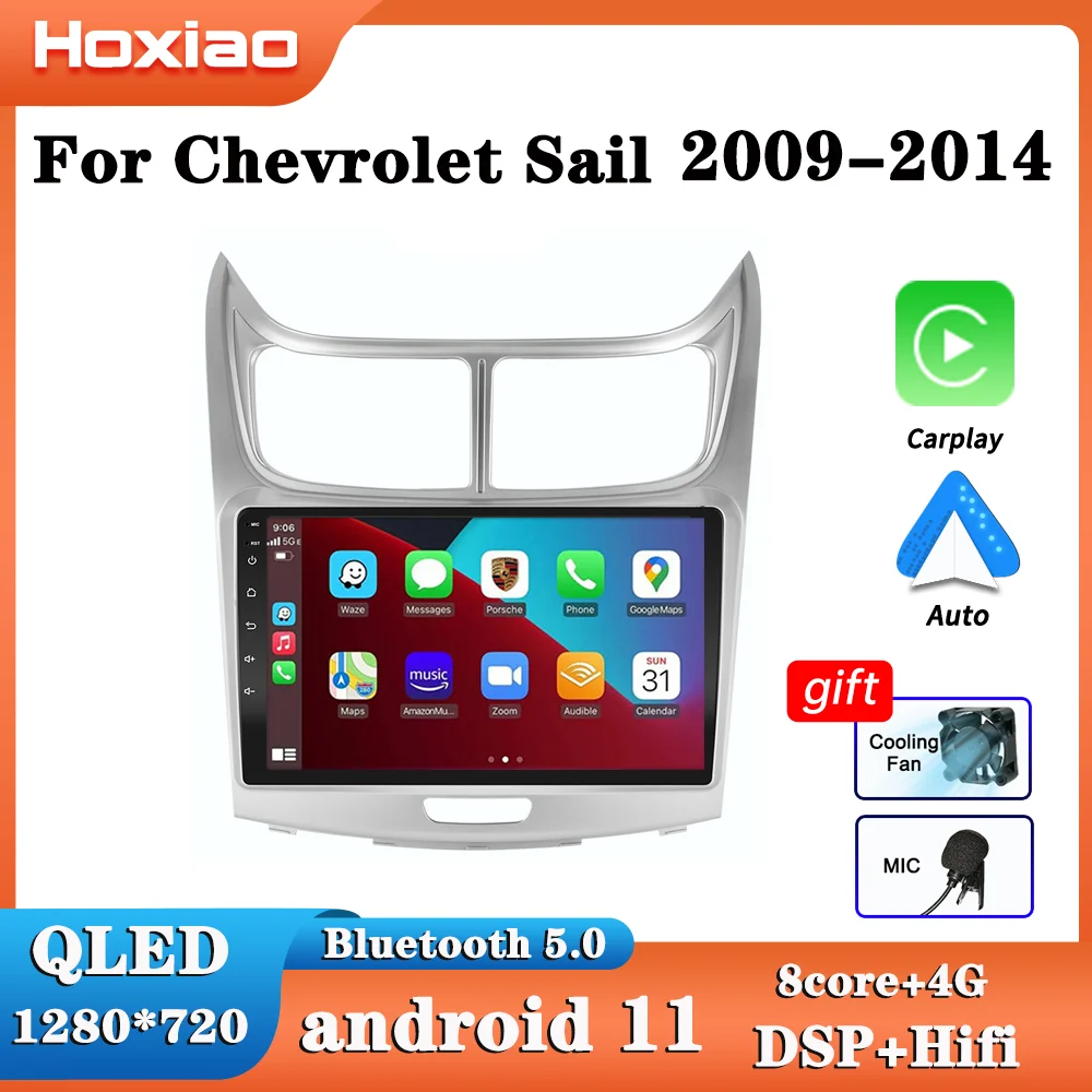 Автомагнитола Hoxiao на Android 10 QLED для Chevrolet Sail 2009 2010 2011-2014 Автомобильное видео Радио GPS