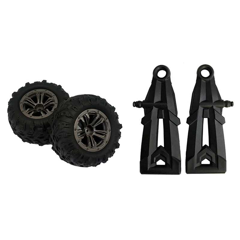 

2 Pcs RC Car Tires Accessory Spare Parts Wheels & 2 Pcs Front Lower Arm SJ09 Spare Parts