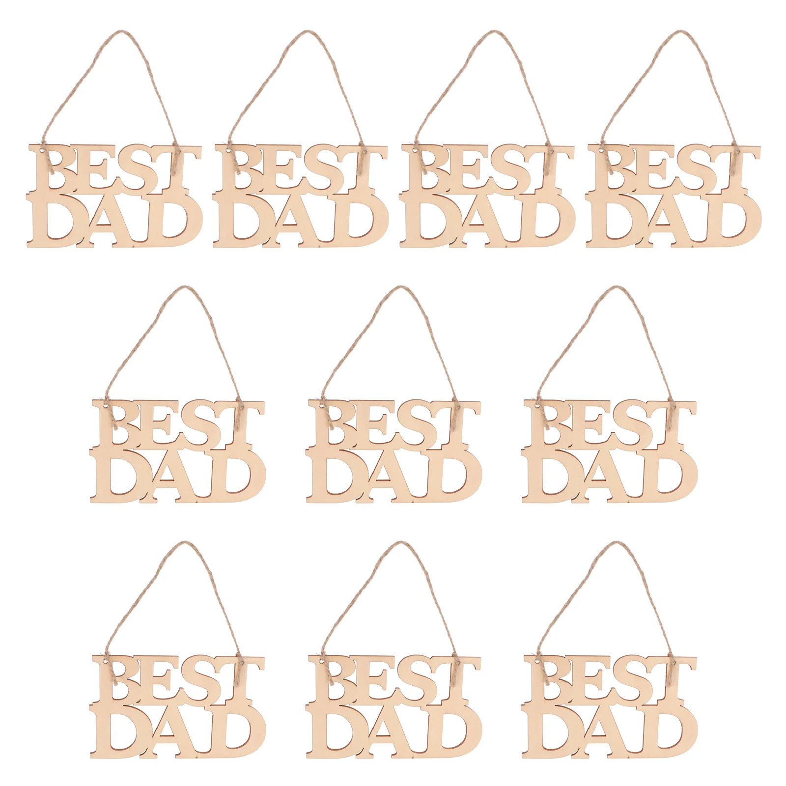 

10 Pcs Father's Day Pendant Wood Craft Hollow-out Decor Home Accents Decorations Festival Slice Ornament