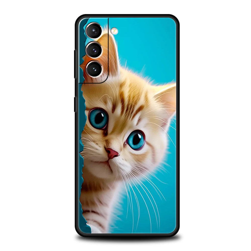 Фото Чехол для телефона Cut Cat для Samsung Galaxy S24 S23 S22 S20 S21 FE Ultra S10 S10E S9 S8 Plus 5G Силиконовый мягкий чехол Coque Capas Сумки №2