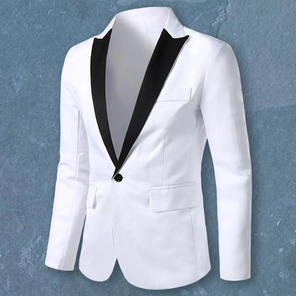 

Temperament Popular Loose Contrast Color Suit Coat Male Suit Coat Color Block for Party