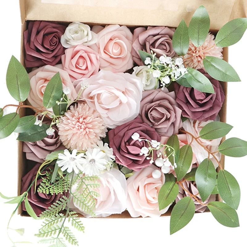 

Семейная коробка, набор искусственных пыльных цветов розы, Набор для творчества, цветочные композиции, центральные части, букет для дома
