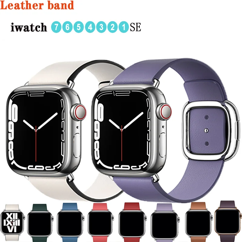 

Modern Style Leather Loop Strap for Apple Watch Series 7 6 5 4 3 2 Bands Bracelet for IWatch 38/40/42/44mm Watchband Accessories