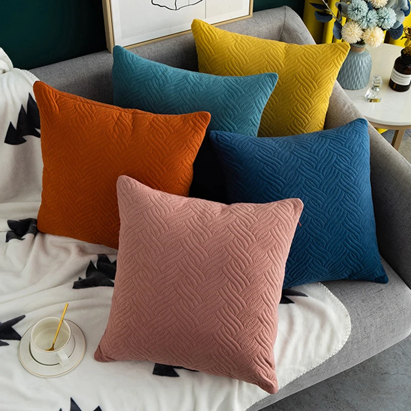 

Velvet Cushion Cover Throw Pillows Solid Color Pillowcase Home Decorative Sofa Bed Cojines Decor Pillow Case 45x45CM Wholesale