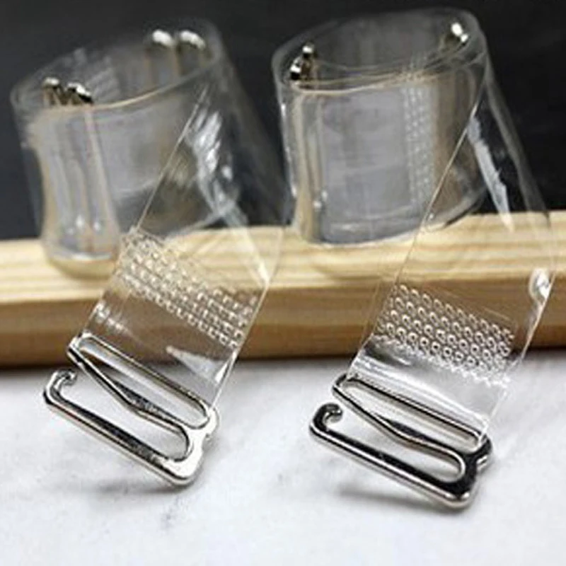 

10Pairs=20Pcs Metal Buckle Bra Straps Belt Women's Elastic Transparent Silicone Bra Straps Adjustable Intimates Accessories