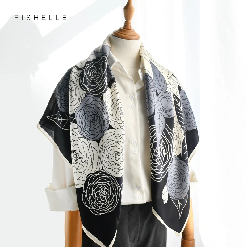 Женский атласный шарф из натурального шёлка 90 см |