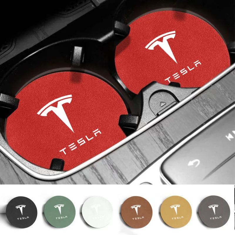 2 шт. нескользящая подставка для чашки с логотипом автомобиля Tesla Model 3 Y S X 2017 2018 2019