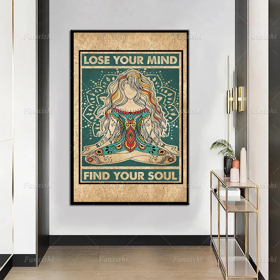 

Wall Art Picture Hd Print Yoga Lose Your Mind Find Your Soul Poster Home Decor Retro Canvas Painting Modular Girl Sports Gift