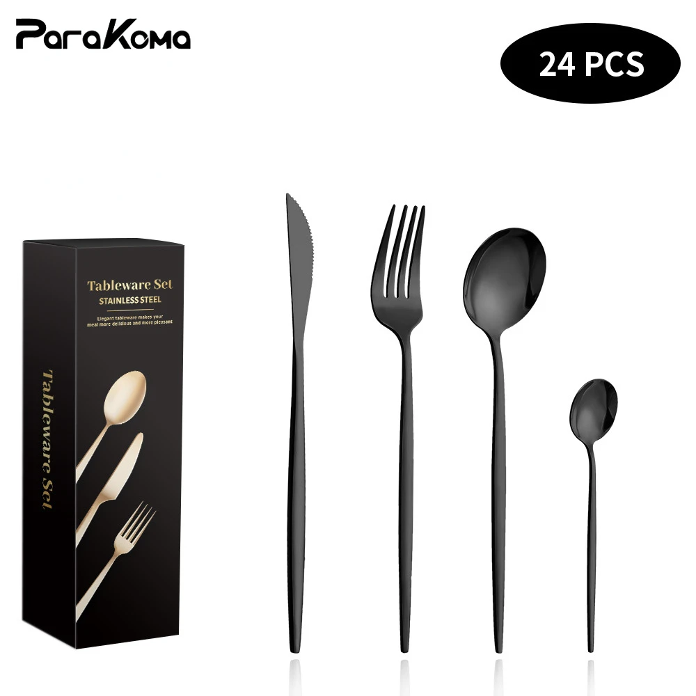 

Family Party Cutlery Set Western Food 6 People Cutlery Set 24pcs Stainless Steel Cutlery Set Steak Knife Fork Spoon Cutlery Set