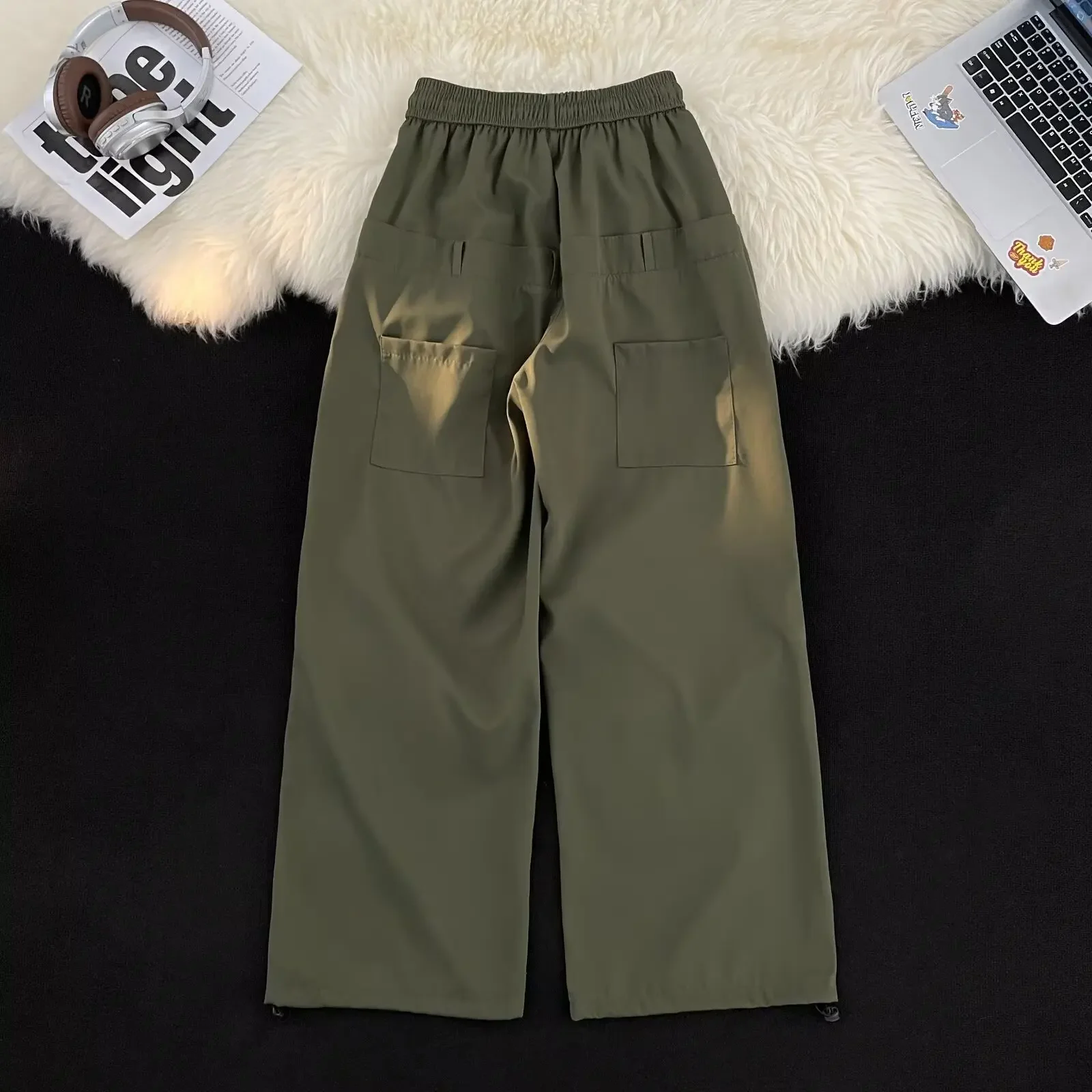 Новые летние однотонные мужские брюки с эластичной резинкой на талии модные