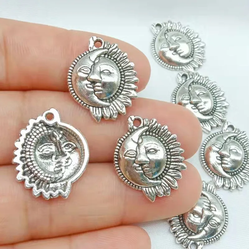 

20pcs Charms 20x16mm Sun Moon Charms Pendant Antique Silver Color For Jewelry Making DIY Jewelry Findings