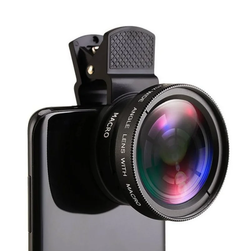 

2-in-1 Universal Lens for Mobile Phone 37mm Lens Professional 0.45x 49uv Super Wide-Angle + Macro HD Lens for IPhone Android