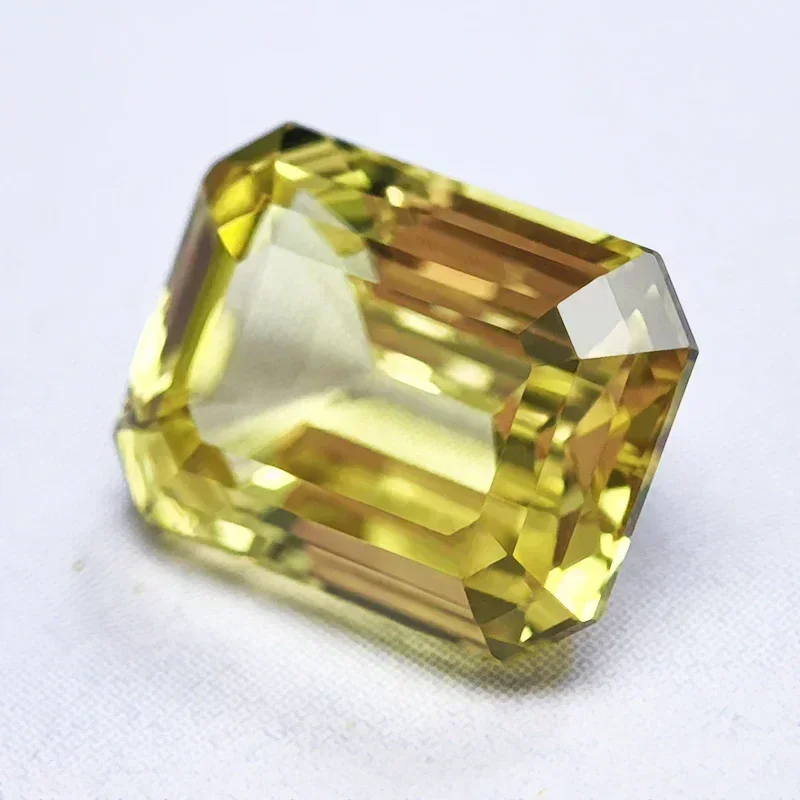 Фото Lab Grown Sapphire Emerald Cut Yellow Color Gemstone for Charms DIY Ring Necklace Earrings Materials Selectable AGL Certificate №4
