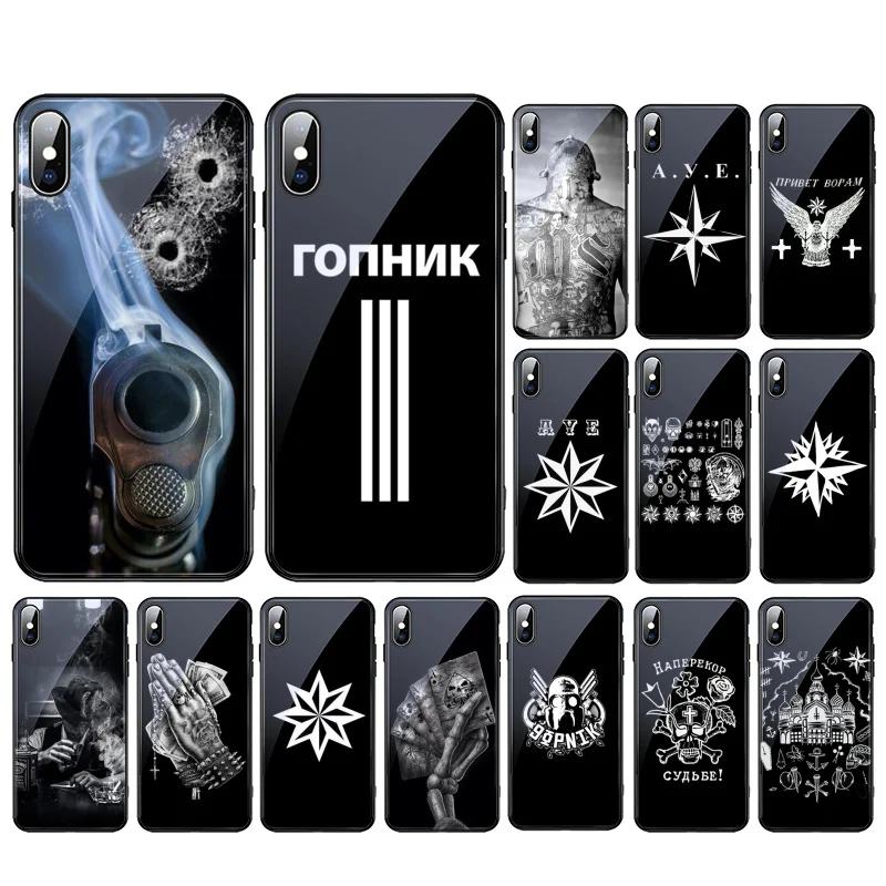 

For iphone 14 13ProMax 12 11 Pro Max 8 7 Plus SE XR X XS MAX Glass Case Cover Russian Mafia