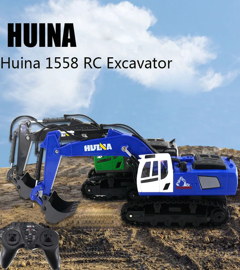 Huina 1558 RC Capterpillar Engineering Truck 2.4G 1/18 11CH Professional Remote Control Excavator Construction Tractor Toy Car