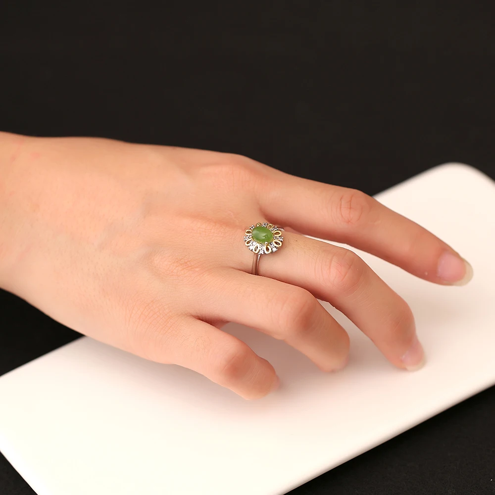 Кольцо из стерлингового серебра S925 с цветочным дизайном в сочетании