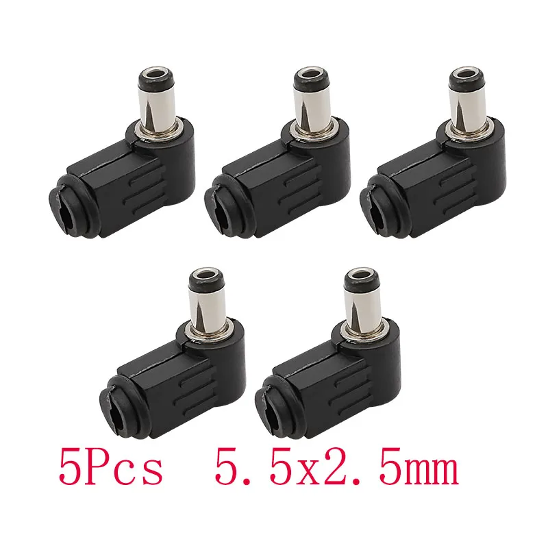 

5 шт. Штекерный разъем питания постоянного тока 2,5x0.7/3.5x1.1/3.5x1.35/4.0x1.7/4.8x1.7/5.5x2.1/5.5x2,5 мм прямоугольные L штепсельные вилки постоянного тока