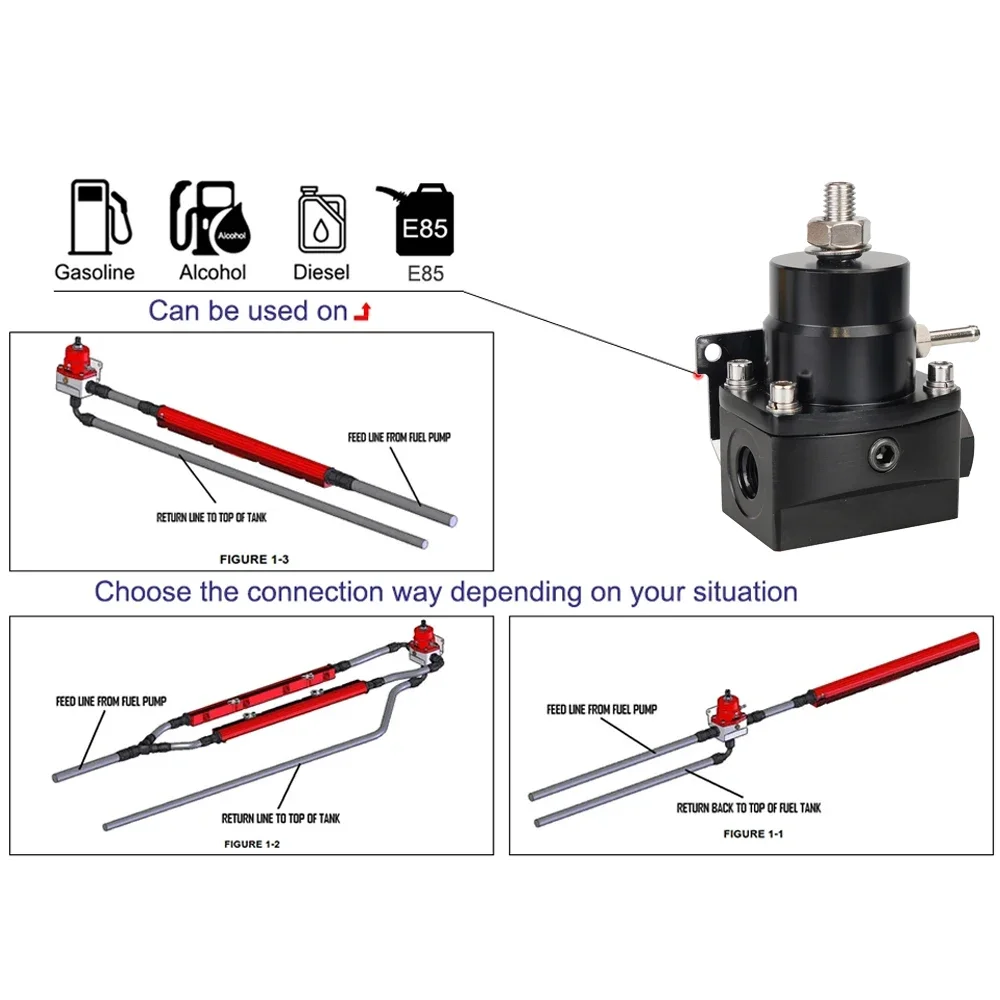 Регулятор давления высокого регулируемый манометр для подачи топлива AN8/10 штуцер