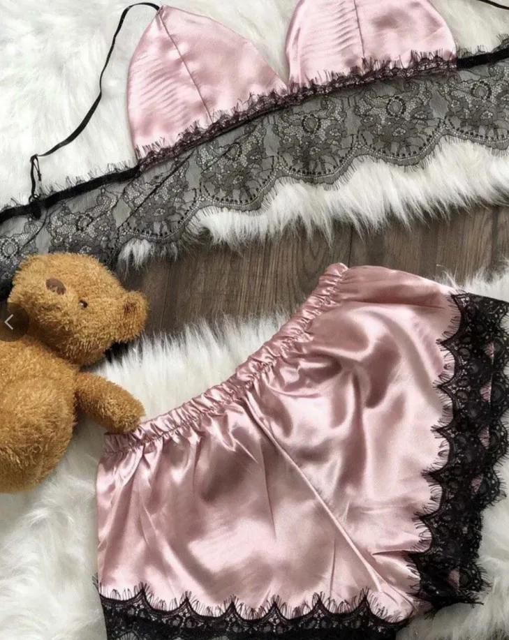 Пикантная кружевная Пижама на бретельках женские пижамные комплекты с бантом