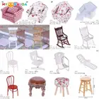 Новинка 1:12 миниатюрная мебель для кукольного домика, белый деревянный стул-качалка, стул, диван, пеньковая веревка, сиденье для кукольного домика, аксессуары для игрушек