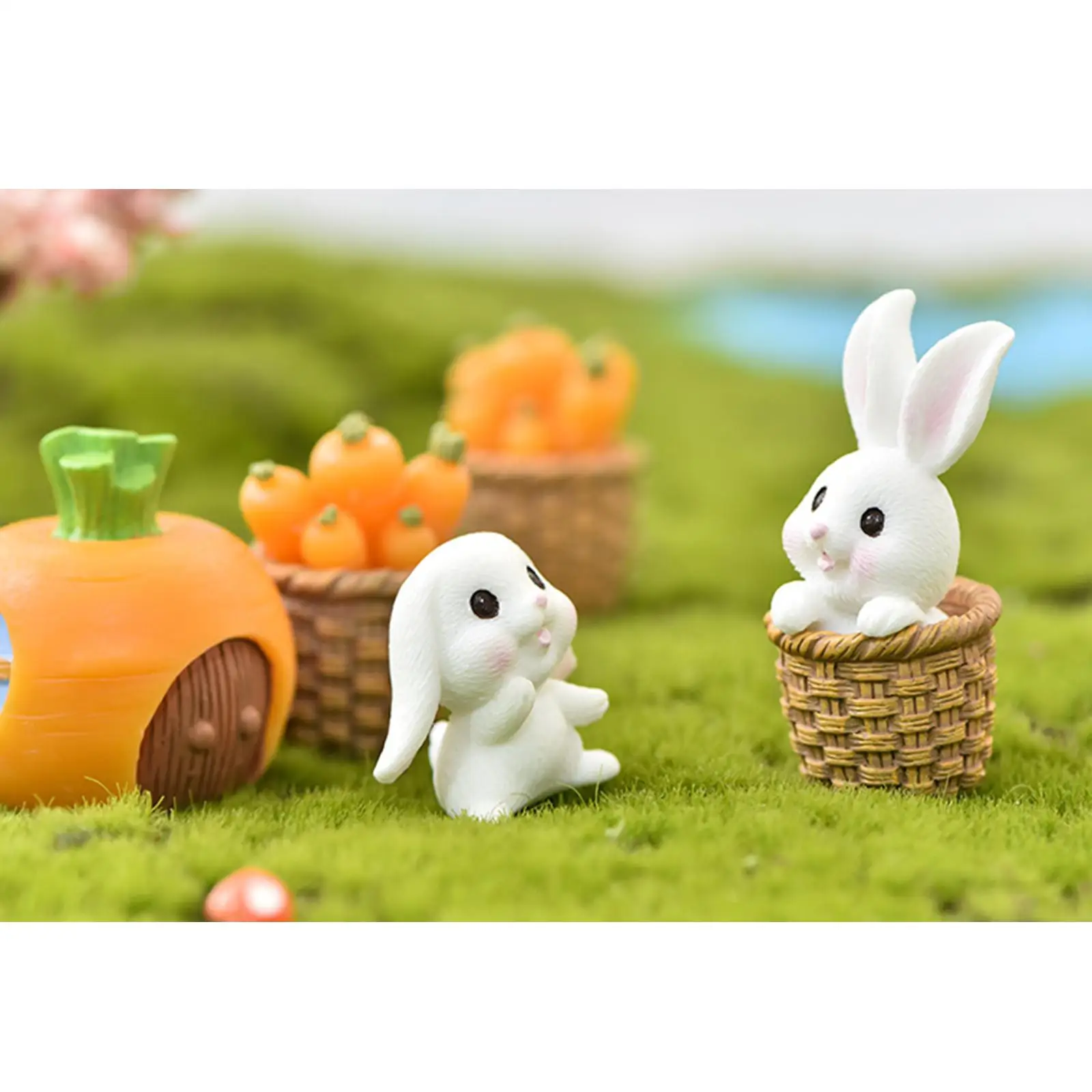 

7 шт./набор, статуэтка кролика из смолы