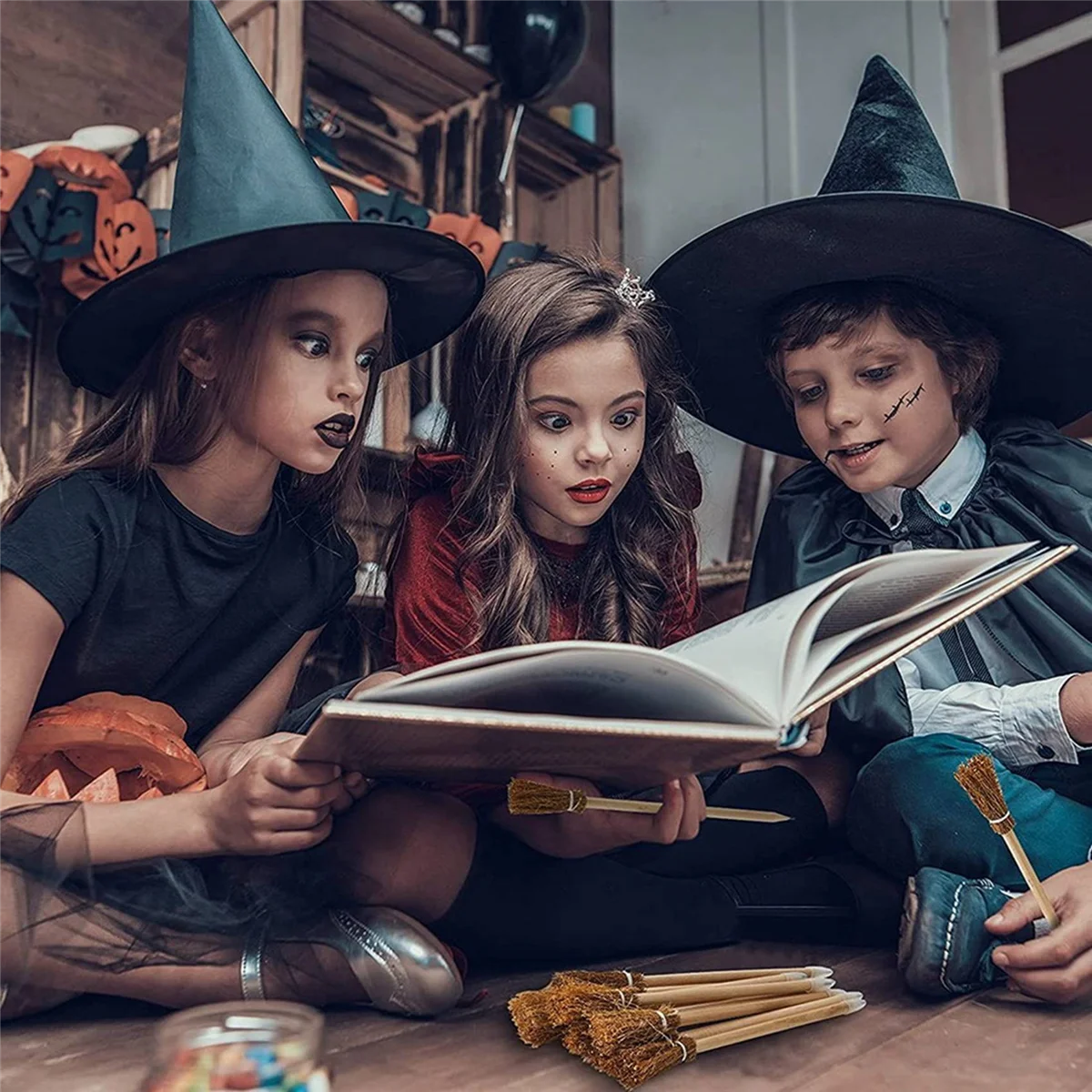 12 шт. карандаши для метлы ведьмы на Хэллоуин шариковые сувениры вечеринки