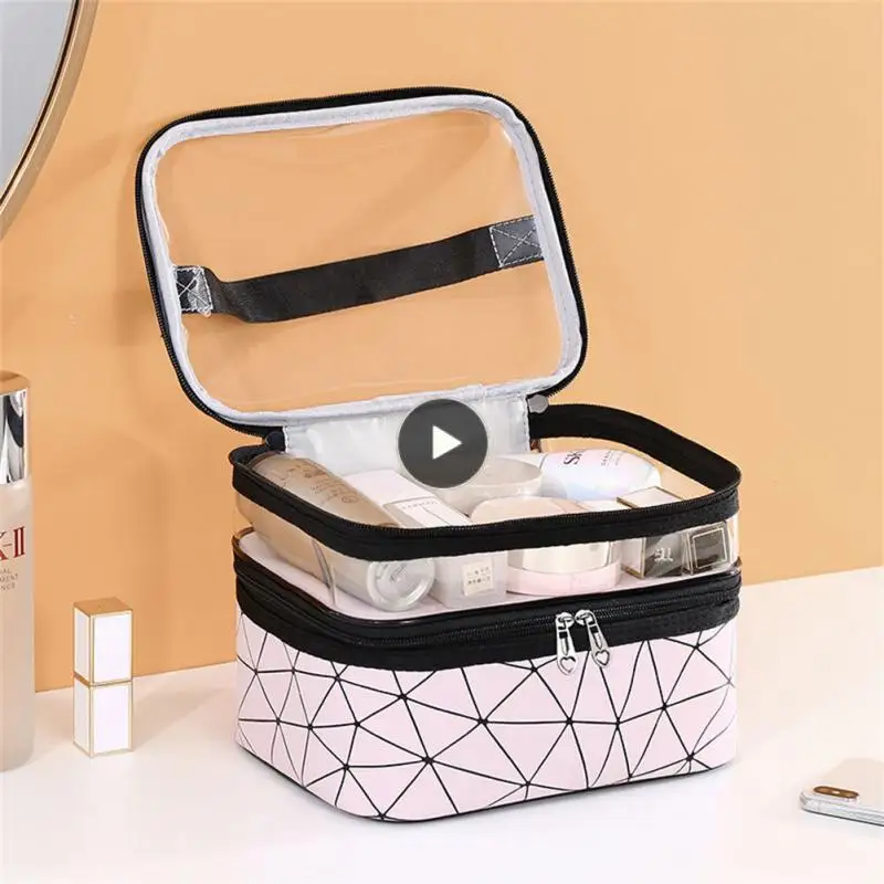 

ELECOOL Double Layer Makeup Bag Women Cosmetic Bag Women Toiletries Organizer Waterproof Female Storage Make Up Cases