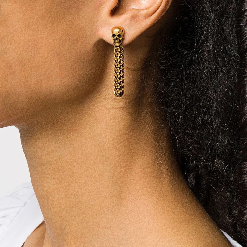 

Vintage Distressed Simple Chain Earrings Plated Copper Versatile Earrings