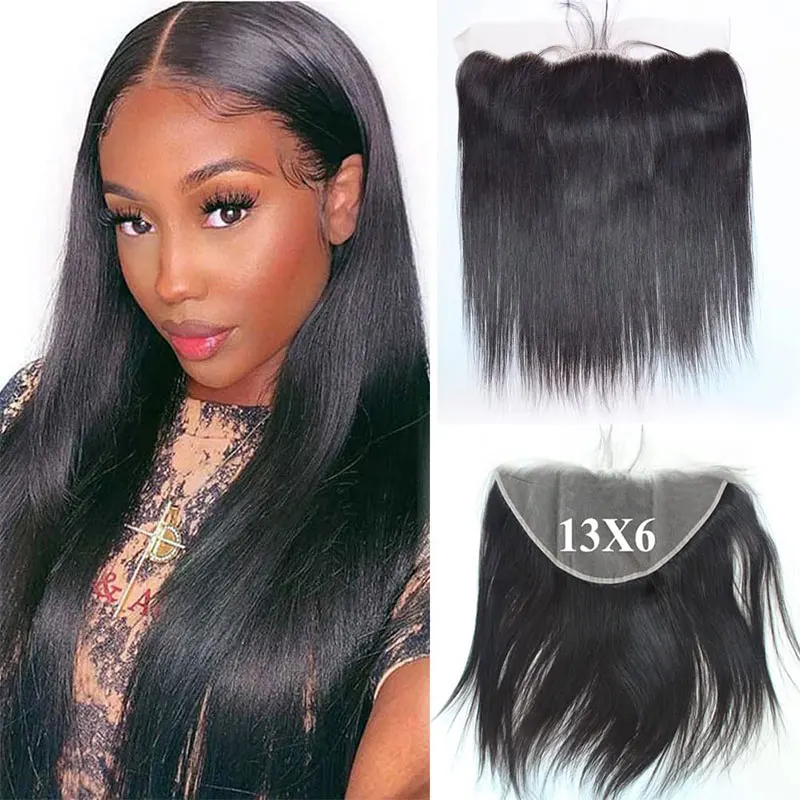 Lace Frontal Closure Transparent Ear to Ear Lace Frontal 13x6 Silk Straight Human Hair Frontal Closure Hair Pieces Free Part