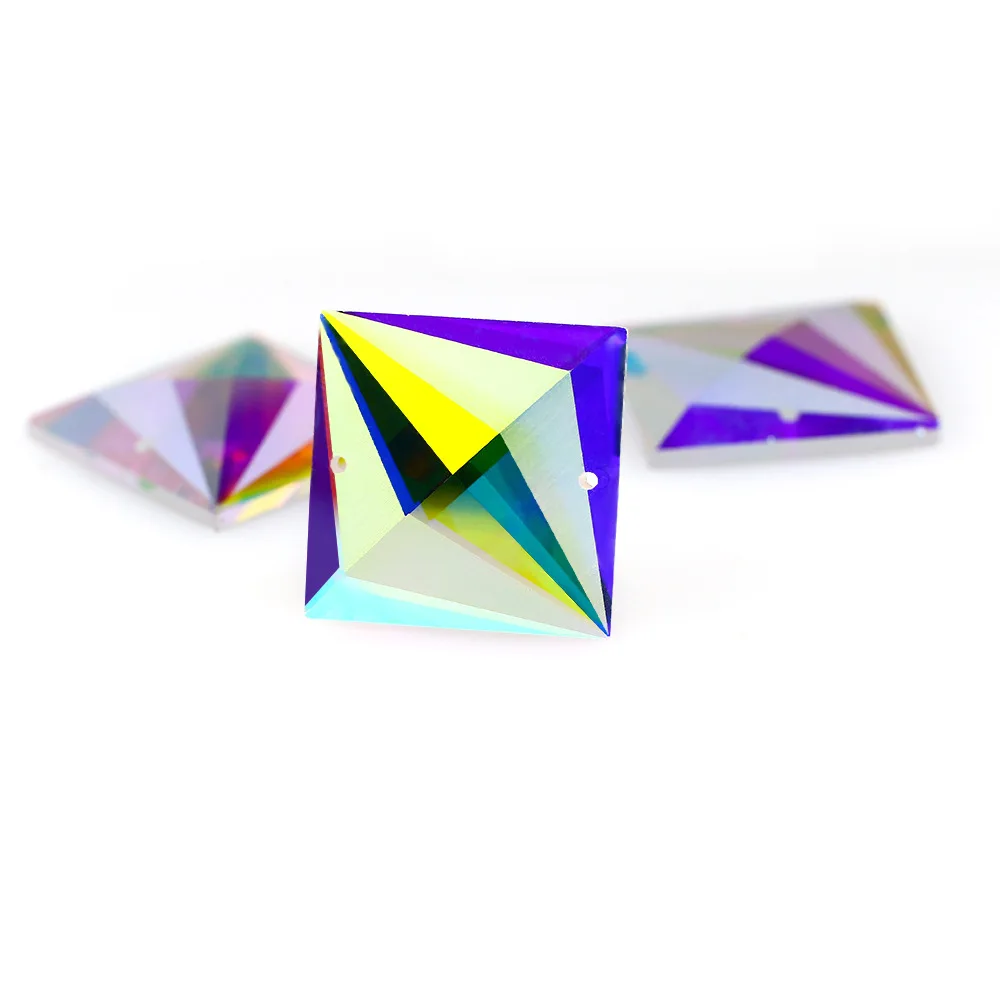 Стеклянная Бриллиантовая маска с кристаллами AB 20 мм квадратная пришивная