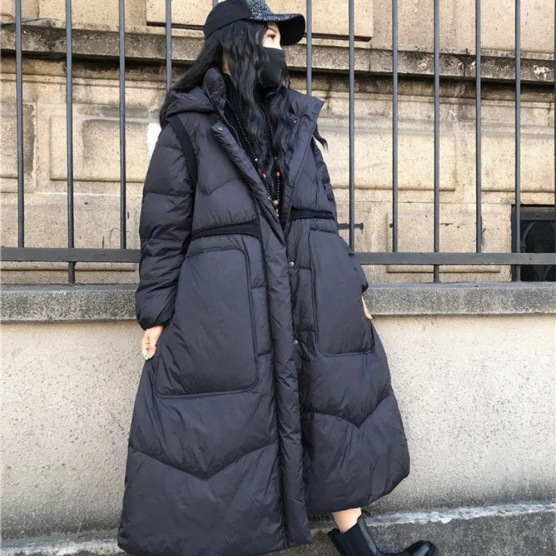 White duck down down jacket for women in winter, loose, thickened, warm, detachable hat coat for women winter coat women jacket enlarge