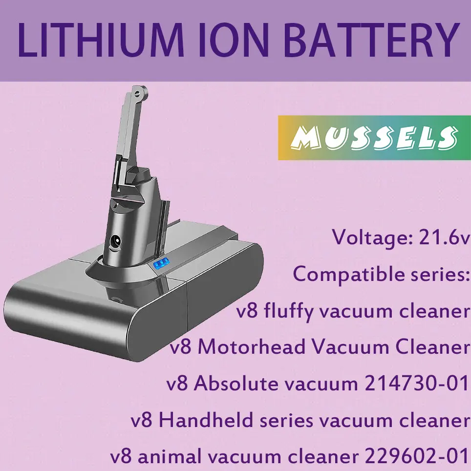 

21.6V V8 lithium replacement battery compatible with V8 Absolute cordless handheld vacuum cleaner V8 fluffy vacuum