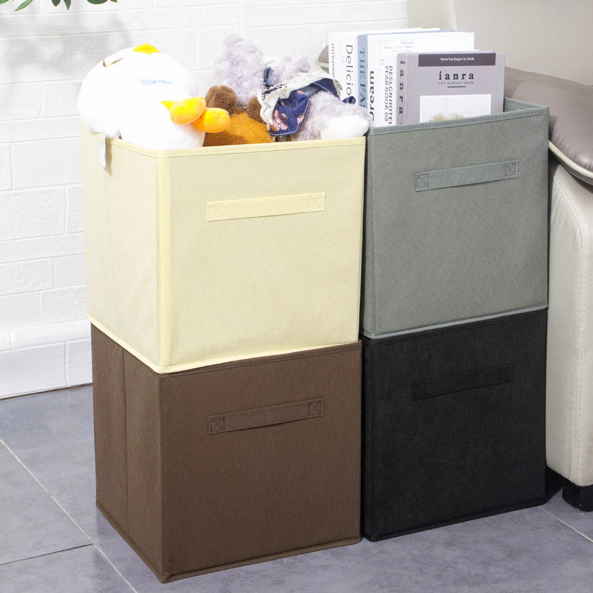 

Lidless Solid Color Folding Storage Box Toy Storage Box Household Storage Box Clothes Sorting Box Sundries Box