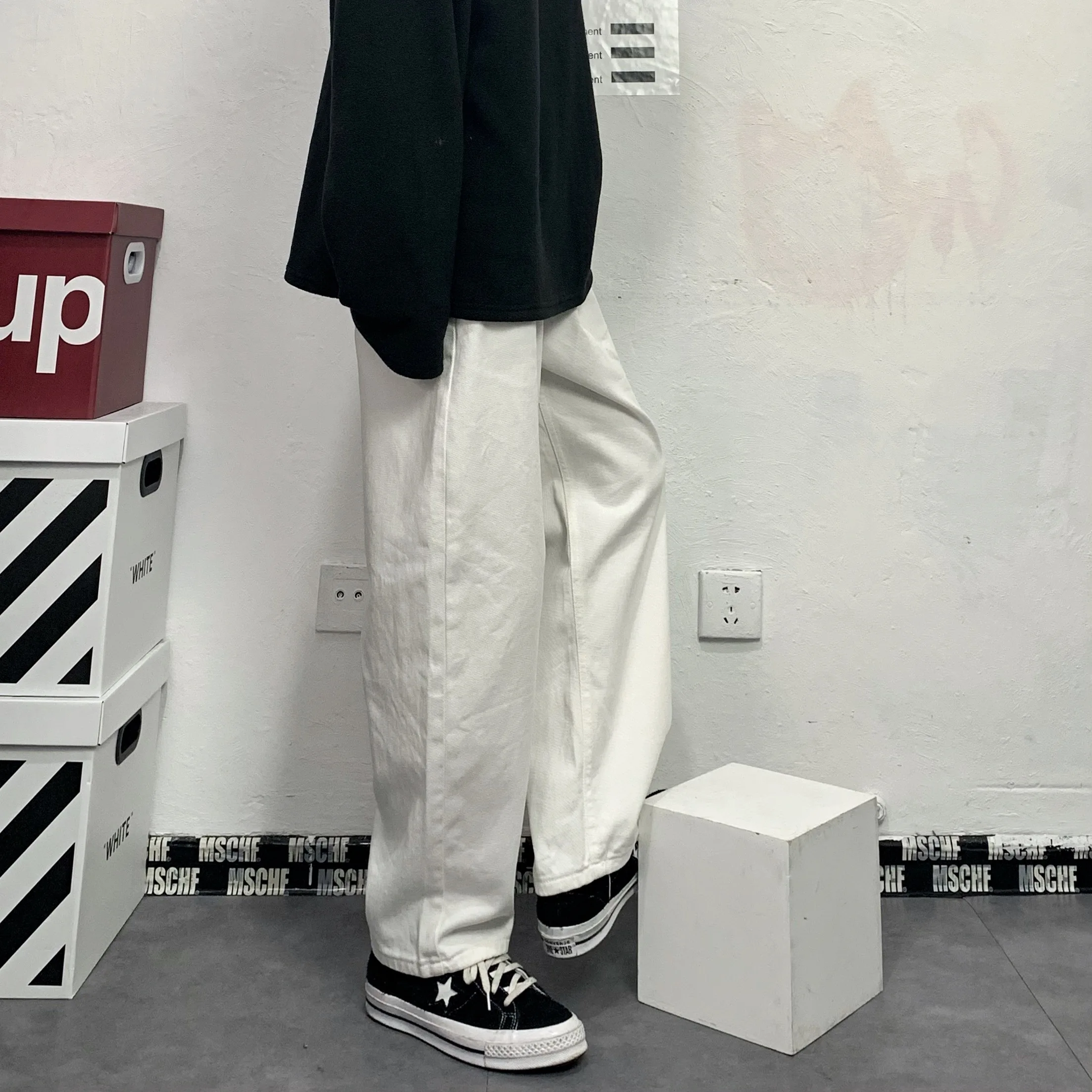 Pants Men Jeans Hip Hop Straight Wide Leg White Jeans Loose Pants Women's Loose Jeans Y2k Men's Jeans Casual Men Boyfriend Jeans