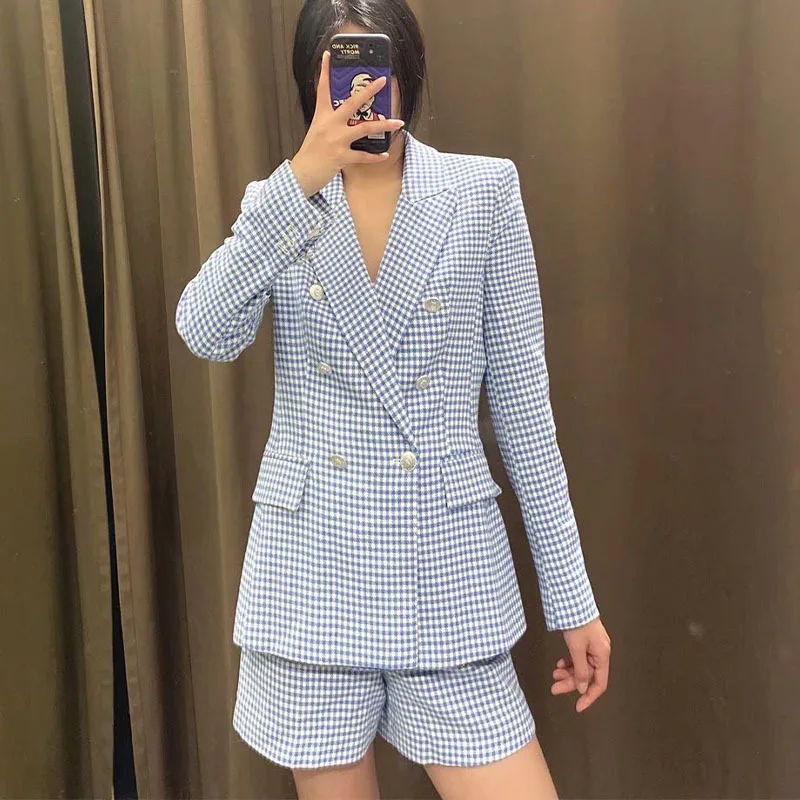 

Spring Women's Thousand Bird Checker Casual Suit Coat