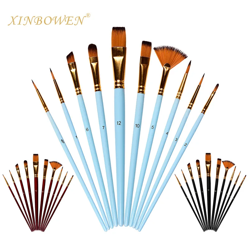 

Набор двусторонних кистей из нейлоновой шерсти, набор кистей для акварели, 10 комплектов