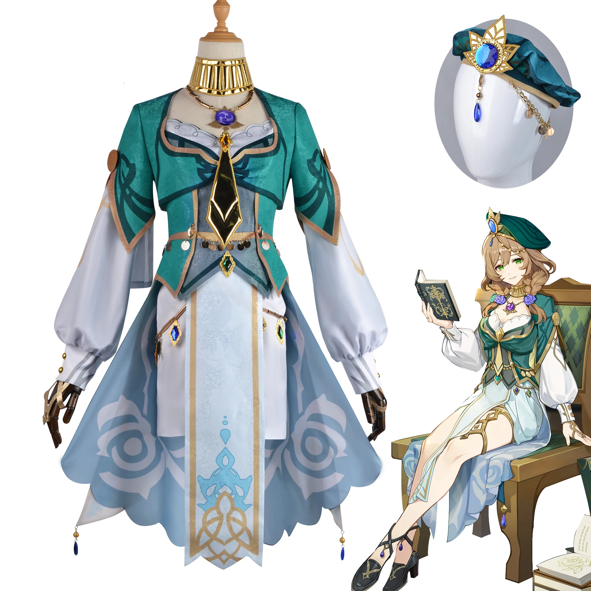 

Lisa Skin Anime Game Genshin Impact Lisa Battle Dress Gorgeous Outfit New Skin Uniform Cosplay Costume Halloween Dress for Women