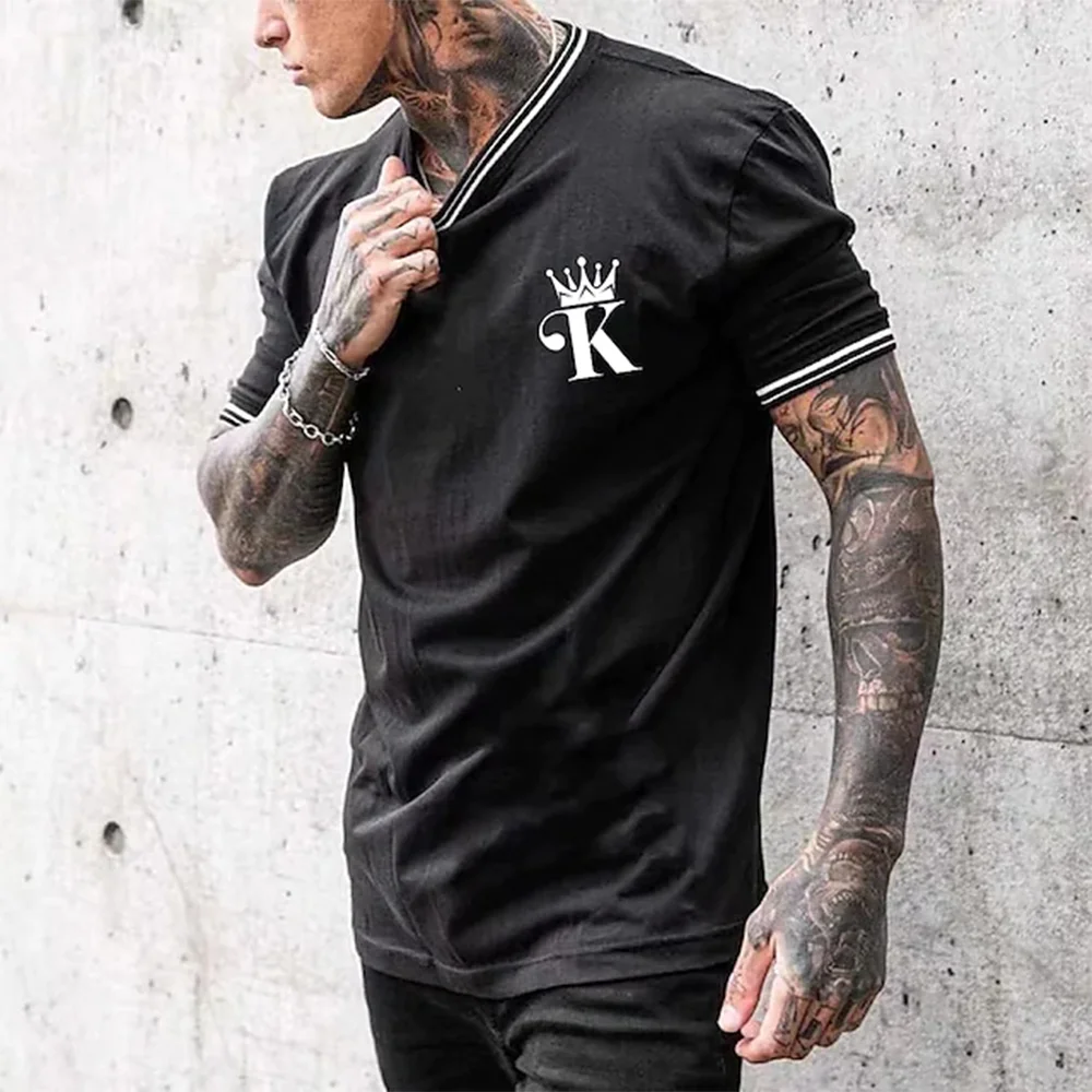 

2023 Summer Men's T-shirt 3D Men's Street Style Round Neck Shirt Tees Fashion Poker Print Short Sleeve Stripe Oversized Tops New
